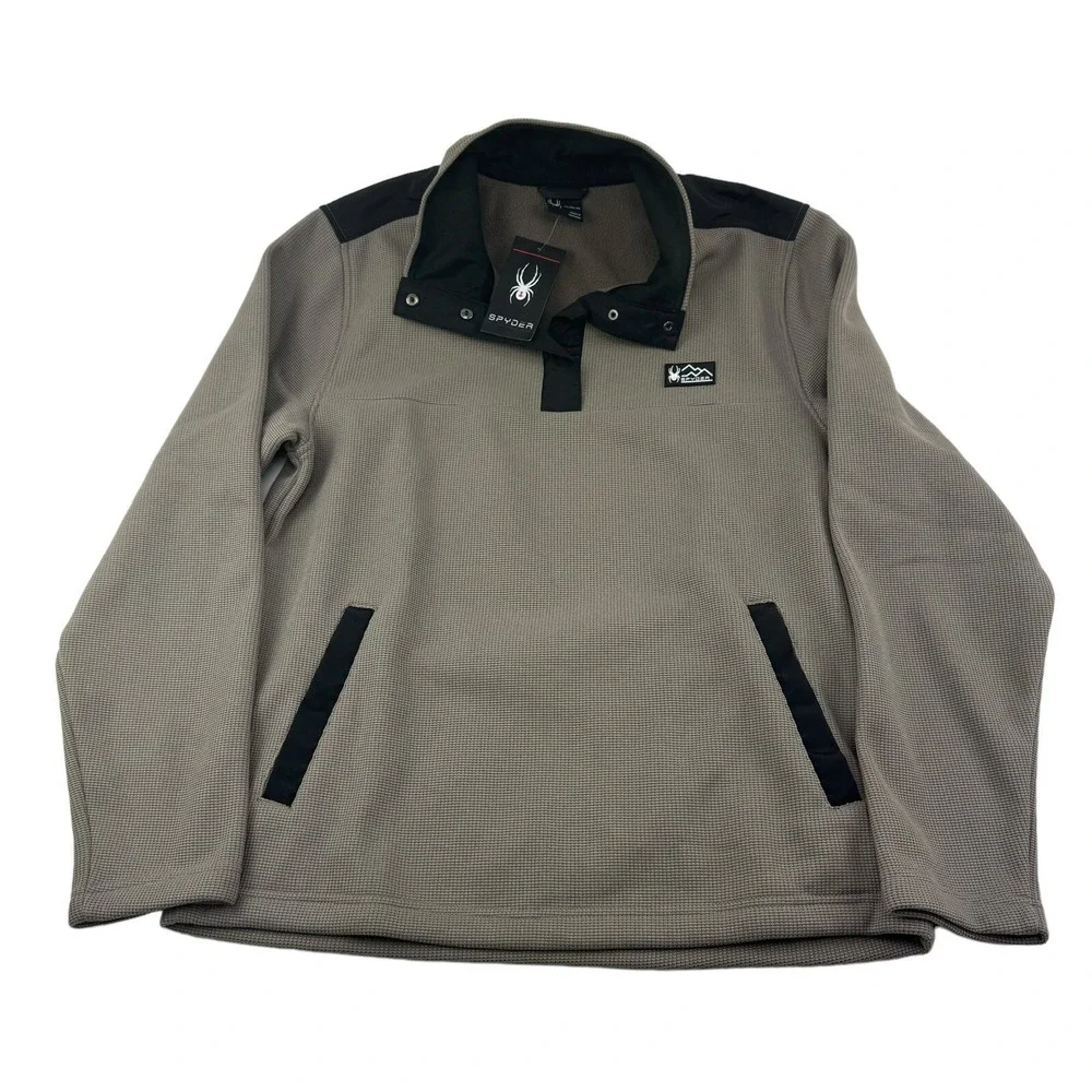 NWT Spyder Brown Cinder‎ Polyester 1/4 Snap Pullover Sweater Mens Size Medium